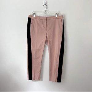 Boden 12R Trouser Pant Pink Tuxedo Stripe Richmond 7/8 Length Stretch Crop Women